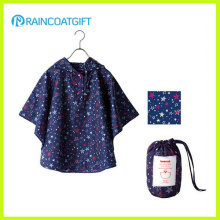 Allover Printed Foldable Children′s Polyester Rain Poncho with Pouch